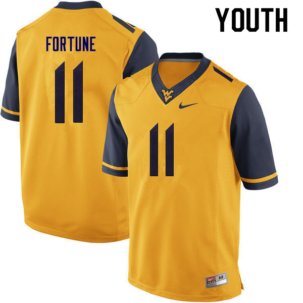 NCAA Youth Nicktroy Fortune West Virginia Mountaineers Gold #11 Nike Stitched Football College Authentic Jersey RD23U46CA
